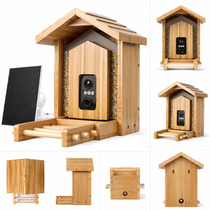 Mangeoire à oiseaux intelligente en bambou avec caméra et panneau solaire - Écologique, pour utilisation sur table ou dans le jardin, marque Aqudus Saleem, vente en gros - Product Image 5