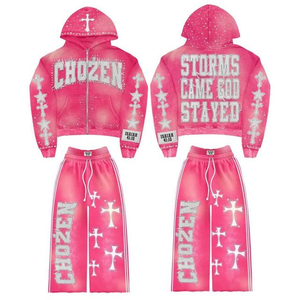 Survêtements unisexes à capuche personnalisés OEM pour l'hiver, en coton lourd, respirants, à séchage rapide, avec imprimé graphique vintage - Product Image 1