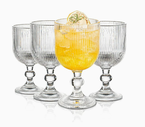 Vertical Ribbed Glass Goblet Elegant Wine Drinking Glass for Home Hotel Wedding Restaurant Use 0.4L Capacity Wholesale - Product Image 3
