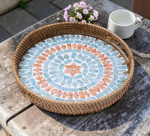 Premium Quality Handcrafted Work Mother Of Pearl Rattan <b>Storage</b> <b>Tray</b> in high demand Best style and Unique Design - Product Image 6