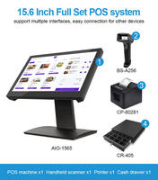 Caja Registradora para Supermercados, Sistema POS de Pantalla Dual de 15.6 Pulgadas, Terminal POS Android Windows, Punto de Venta con Pantalla Táctil
