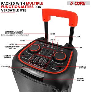 Haut-parleur DJ portable de 8 pouces 2 microphones sans fil Boîte de flèche lumineuse à 3 voies pour les fêtes Machine de karaoké PA Bocina Singing PLB 8X2 - Product Image 3