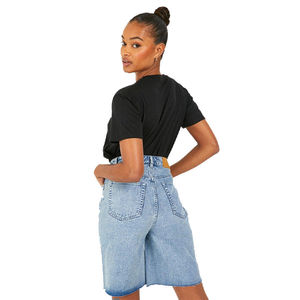 Pantalones vaqueros de mezclilla a la moda para mujer, shorts de mezclilla holgados y desgastados de cintura alta para verano, precio razonable, servicio OEM - Product Image 3