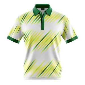 Camisa de Golf para Hombre, Verde y Amarillo, Sólida, Manga Corta, Tejido de Algodón, Transpirable, Antiarrugas, Formal, con Botones, Corte Regular - Product Image 1