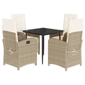 Juego de Comedor para Jardín en Beige, Negro, Crema y Blanco - Product Image 2