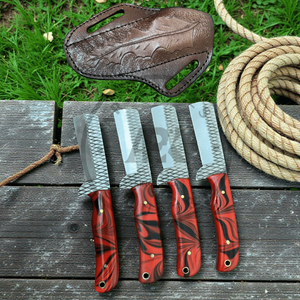 Cuchillo de caza y vaquero de hoja fija de acero de Damasco hecho a mano con punta de gota, tipo Bull Cutter, para exteriores y ranchos, con mango de resina de grado industrial OEM - Product Image 4