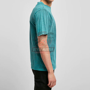 Camisetas de algodón 100% de la mejor calidad, estilo nuevo, corte holgado para hombre, con lavado ácido, logotipo personalizado impreso, ropa de verano, camiseta con lavado ácido para hombre - Product Image 4