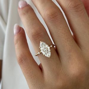 Gorgeous Lab Grown 3.01CT VS1 Marquise Cut Diamond <b>Ring</b> For Women's 18K Solid Gold Wedding Wishes Party Gift For Girlfriend - Product Image 1