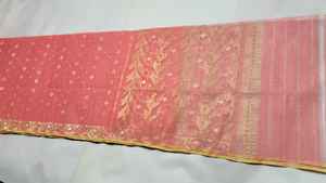 Exclusive Deshi Dhakai <b>Jamdani</b> Orange Sharee Export Quality for Women <b>JAMDANI</b> FABRIC Blue RED GREEN Golden From Bangladesh - Product Image 6