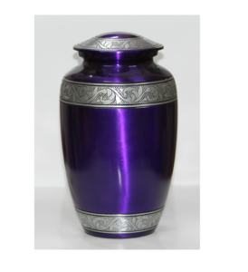 โกศเผาศพผู้ใหญ่สไตล์อเมริกันสีม่วง พร้อมแถบตกแต่งสีเงิน ผลิตจากวัสดุคุณภาพสูง - Product Image 4