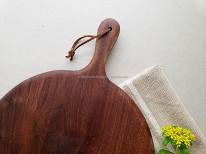 Solid Wood Black Walnut Steak Dinner <b>Plate</b> Round Chopping Board Household Solid Wood Chopping Board <b>Hot</b> Selling Charcuterie - Product Image 4