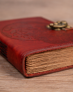 Vintage PU Leather Wolf Moon Journal with Metal Lock | Embossed Handmade Style <b>Diary</b> Notebook for Writing Gift - Product Image 4