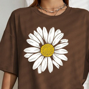 เสื้อยืดผู้หญิงลายดอกไม้สุดฮิต คุณภาพสูง ผ้าฝ้ายนุ่มสบาย พิมพ์ลายสกรีน เสื้อยืดผู้หญิงน้ำหนักเบา - Product Image 3