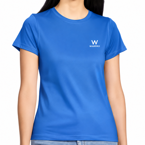 เสื้อยืดคอกลมแขนสั้นผู้หญิง Warpro สีน้ำเงิน แห้งเร็ว ทรงเข้ารูป สวมใส่สบาย ผ้าเจอร์ซีย์สีพื้น - Product Image 1