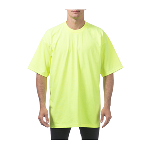 เสื้อยืดคอกลมแขนสั้นสีเหลืองนีออนสำหรับผู้ชาย ทรงปกติ สวมใส่สบาย แห้งเร็ว ผลิตจากผ้าโพลีเอสเตอร์ถัก 100% - Product Image 3
