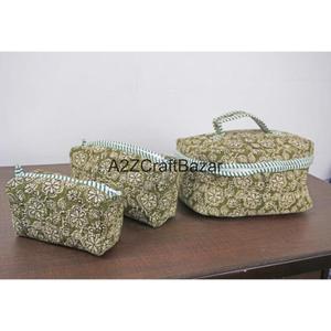 กระเป๋าเครื่องสำอางแบบพกพา ชุดอุปกรณ์แต่งหน้าทำมือลายทาง ผ้าฝ้ายแท้รักษ์โลก สินค้ามาใหม่ ขายส่ง - Product Image 2