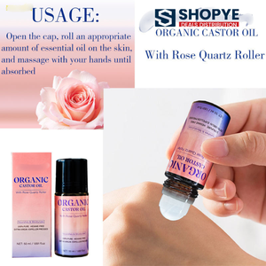 Sérum d'huile de ricin pure naturelle pressée à froid biologique hydratant et nourrissant avec rouleau de quartz rose et rouleau de jade - Product Image 6