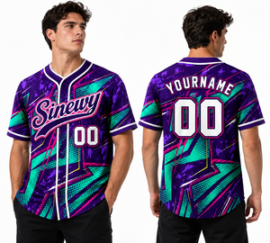 Maillot de baseball personnalisé Sinewy, imprimé géométrique sublimé, anti-humidité, manches courtes, unisexe adulte, toutes saisons - Product Image 6