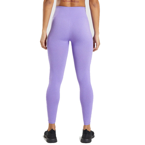 Leggings de yoga sin costuras de cintura alta, pantalones elásticos acanalados morados de longitud completa para mujer, ropa de compresión para fitness y entrenamiento - Product Image 3
