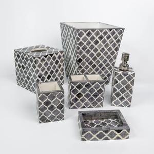 Handmade Modern Design Bone Inlay Bathroom <b>Set</b> with <b>Soap</b> Dispensers for Hotels Villas and Washrooms Available at Bulk Price - Product Image 4