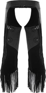 Pantalones vaqueros de cuero vintage para hombre con entrepierna abierta y flecos para fiestas temáticas del oeste y cosplay - Product Image 3