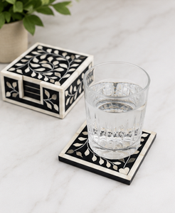 Luxury Bone Inlay Drink <b>Coasters</b> Set Handmade Black White Decorative <b>Table</b> <b>Coasters</b> Premium Home Decor Accessories - Product Image 5