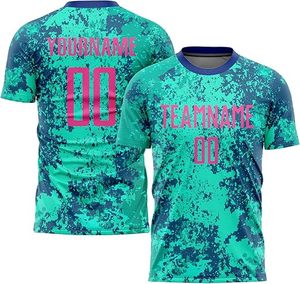 ชุดเสื้อฟุตบอลและกางเกงขาสั้นพิมพ์ลายสีตามสั่งขายส่ง คอวี ทรงพอดีตัว ผลิตจากโพลีเอสเตอร์ 100% แห้งเร็ว ป้องกันแบคทีเรีย - Product Image 4