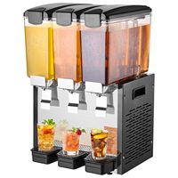 Dispensador de Bebidas Comercial de Acero Inoxidable de Grado Alimenticio, 10L X 3 Tanques, Máquina de Bebidas Frías con Refrigeración Eléctrica