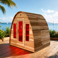 Sauna extérieur en pin thermo-traité, sauna carré à vapeur pour 2 à 6 personnes, chauffage au bois avec option de luminothérapie rouge, Wi-Fi intelligent