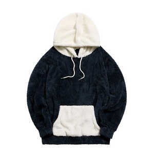 Sweat-shirt d'hiver douillet unisexe en sherpa bicolore teint sur mesure pour hommes – Vêtement d'extérieur décontracté en gros - Product Image 1