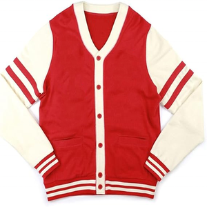 Cardigan respirant et tendance à col en V pour homme, pull en tricot rayé style universitaire pour les marchés de détail haut de gamme - Product Image 1