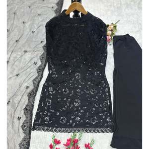 Conjunto Dupatta Top Bottom de diseñador para mujer con bordado elegante - Product Image 1