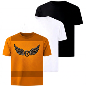 T-shirt à manches courtes pour homme, 100% coton, couleur unie, col rond, coupe classique, jersey tricoté respirant, blanc, noir - Product Image 2