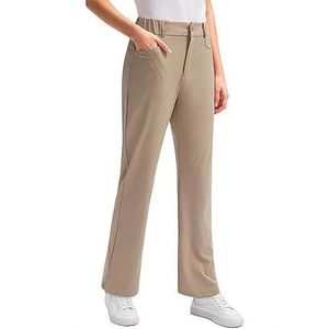 Straight High-Waisted Full-Length Corduroy Women's Formal <b>Trousers</b> Regular Fit <b>Elastic</b> <b>Waist</b> Breathable Eco-Friendly Custom - Product Image 3