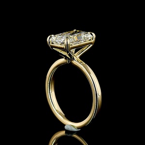 Bague de fiançailles en diamant de laboratoire radiant certifié IGI 4 carats, or jaune massif 14 carats, solitaire, bague d'anniversaire, bague de mariage effet glace pilée - Product Image 2