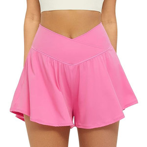 กางเกงขาสั้นกีฬาผู้หญิงแบบ 2 in 1 ทรงครอสโอเวอร์ ผ้าพลิ้ว ใส่สบาย มีกระเป๋า ผ้ายืดสแปนเด็กซ์ ทรงกระโปรงผีเสื้อ เหมาะสำหรับเทนนิส โยคะ และออกกำลังกายที่ยิม - Product Image 5