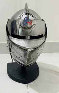 Casque de visage médiéval SCA Cosplay Halloween casque d'armure étroite chevalier guerrier casque en acier avec Costume de support - Product Image 2