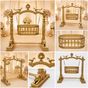 Traditional Modern Wooden Baby <b>Swing</b> Cradle for Baby Naming Ceremony Events Customizable Design Elephant Peacock Baby Palna - Product Image 2