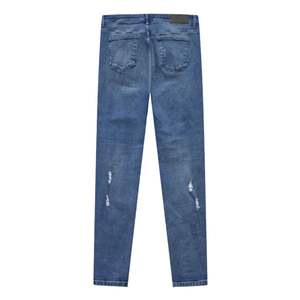 Jeans ajustados para hombre, estilo desgastado, color azul medio, denim resistente, estilo urbano, corte ajustado, con rotos, cómodos, pantalones para uso diario en oferta. - Product Image 6