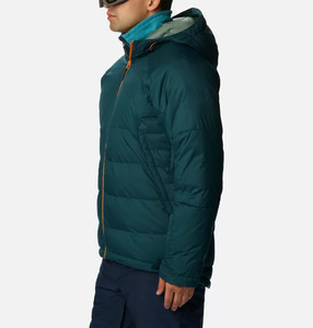 Chaqueta Acolchada para Hombre, Color Verde Azulado Oscuro, con Capucha, Relleno de Poliéster, Transpirable, con Cremallera Naranja, Resistente al Viento, para Invierno, Corte Regular Informal - Product Image 6