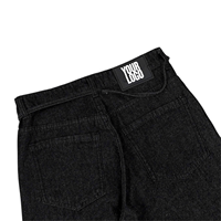 Düz Kesim Bol Erkek Kot Pantolon Özel Logo Baskısız Sokak Modası Düz Renk Yıkanmış Eskitme Efektli İpli Kış Sonbahar Hip Hop Düğmeli
