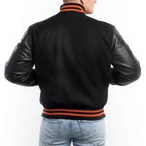 Good Quality Men's Baseball <b>Jackets</b> With <b>Leather</b> Sleeves Wholesale <b>Long</b> Sleeve <b>Leather</b> Windproof Varsity <b>Jacket</b> for man - Product Image 2