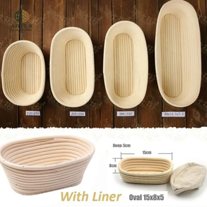 ARTEX QUANG PHU Oval Rattan Banneton <b>Bread</b> Proofing <b>Basket</b> With Liner 25x15xh8cm Reusable for Artisan <b>Bread</b> Making - Product Image 1