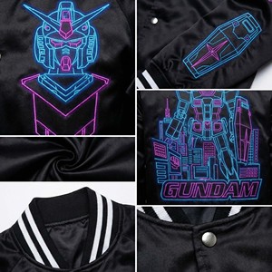 ผู้ผลิตแจ็คเก็ต OEM Cyberpunk Streetwear Satin Sukajan ลายปักหุ่นยนต์อนิเมะญี่ปุ่นสไตล์นีออน แจ็คเก็ตบอมเบอร์สำหรับผู้ชาย ของที่ระลึก - Product Image 4