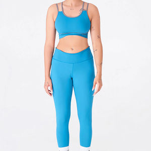 Conjunto Deportivo de Leggings y Sujetador Deportivo con Tiras Finas, Color Degradado Personalizado, Sin Costuras, Cintura Alta, Transpirable, para Yoga y Fitness - Product Image 5