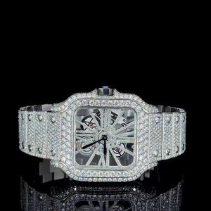 Reloj de Lujo con Esfera Cuadrada Esqueletizada y Diamantes para Hombre, Completamente Cubierto de Circonitas, Estilo Hip Hop, Acero Inoxidable, Automático, SEIKO - Product Image 3