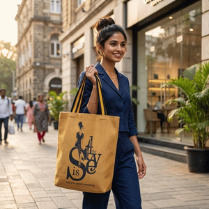 Bolsa de Yute Teñida Personalizada R. D. Bag House, 15x14 Pulgadas, Bolsa de Compras Laminada, Impresión Promocional, Asa Larga - Product Image 1