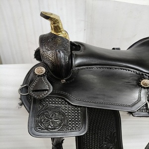 Silla de montar de cuero negro occidental hecha a mano y personalizada con adornos florales, silla de montar ecuestre premium de Adeefa Enterprises - Product Image 2