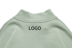 Sweat-shirt oversize pour homme, col montant, noir uni, manches longues, logo thermocollé sur le devant - Product Image 4