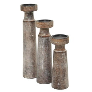 Ensemble de 3 chandeliers en bois d'acacia, finition brune, pour la décoration de table lors de mariages et événements à domicile, chandeliers faits à la main - Product Image 2